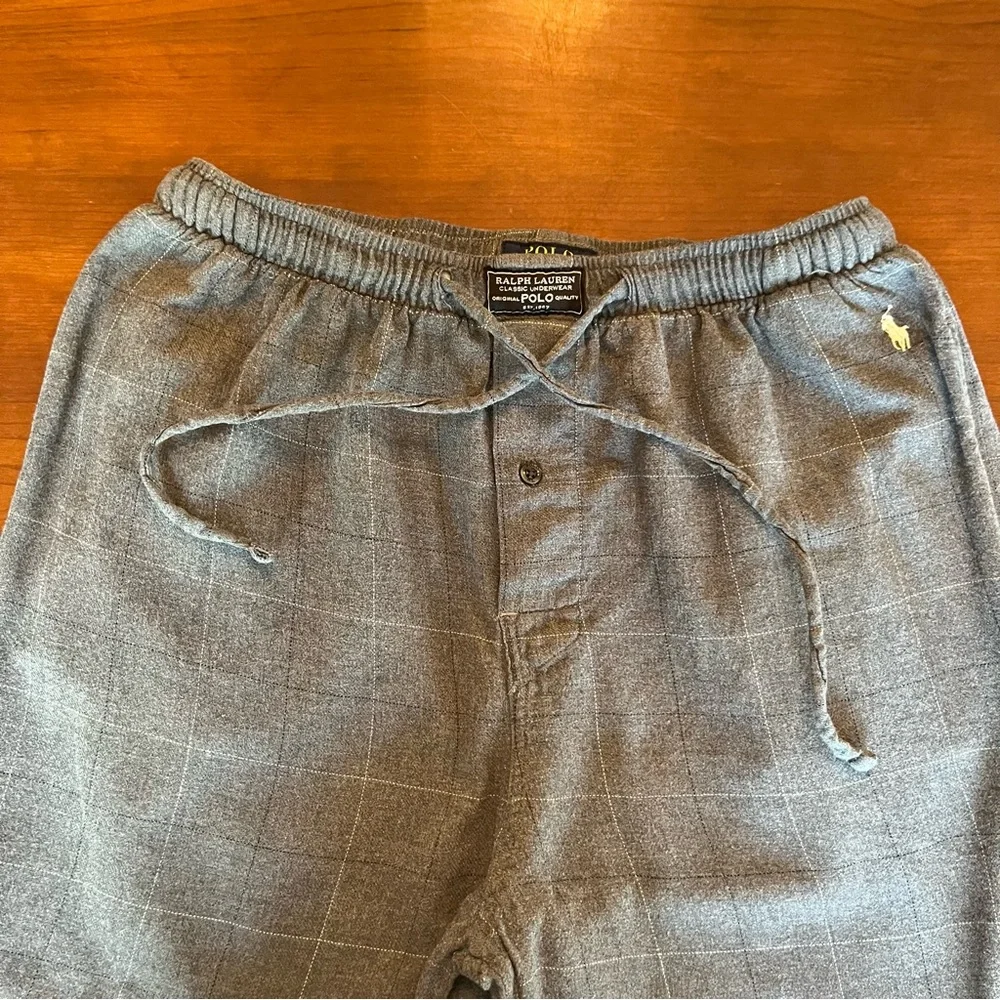 Polo Ralph Lauren Lounge Pants Mens Size M Gray Plaid Drawstring Pajama Bottom - Picture 3 of 12